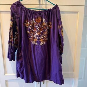 Size medium Free People Violet Embroidered Long Sleeve Dress